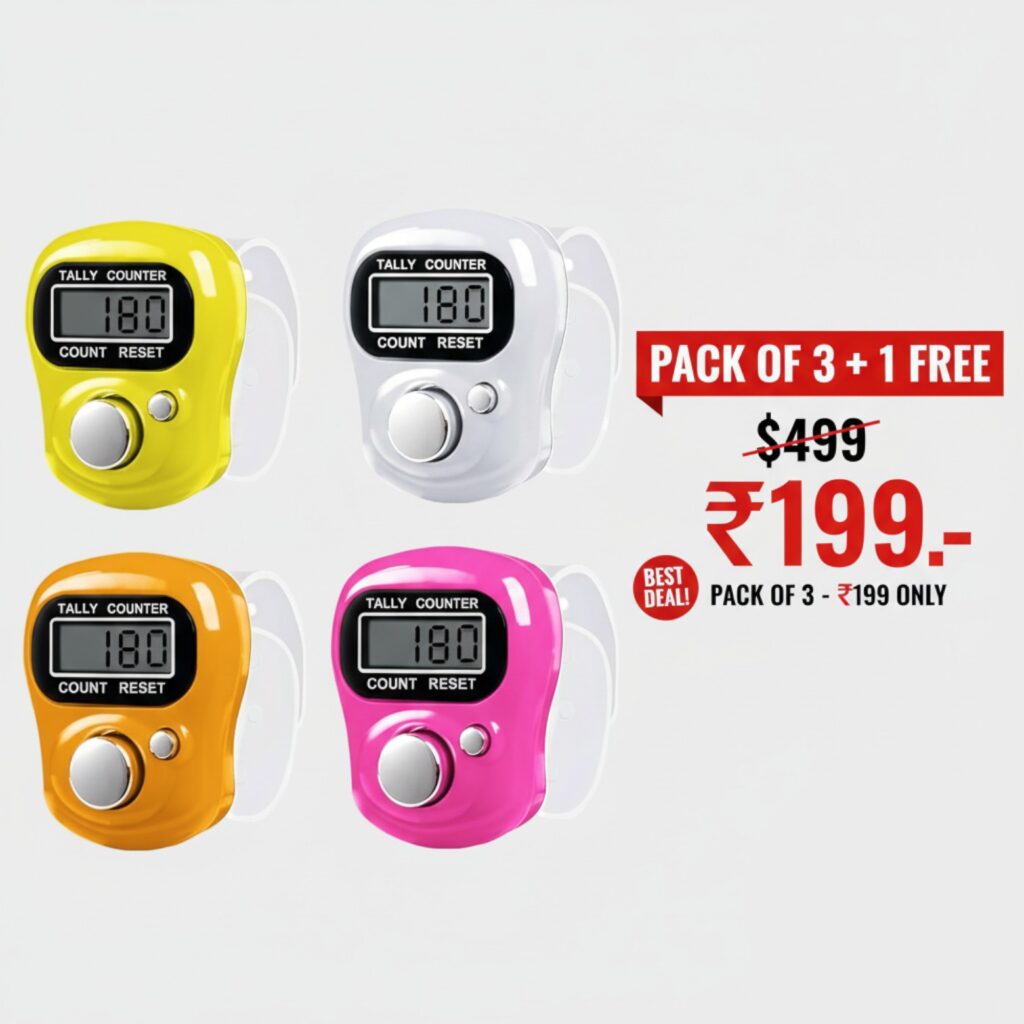 Diwali Offer: Pack of 3+1 Free Naam Jaap Tally Counters for ₹199