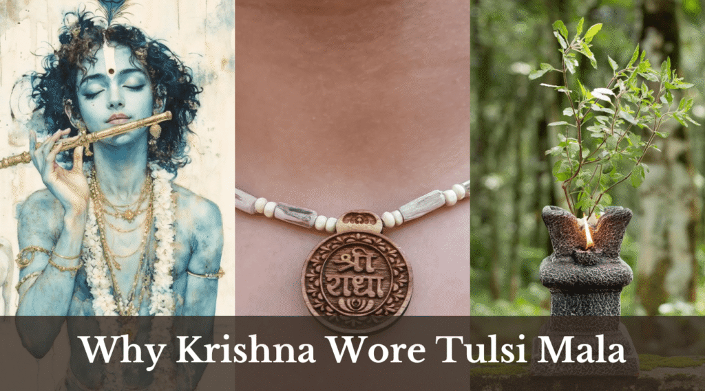 Divine image of Krishna wearing sacred Tulsi Mala
