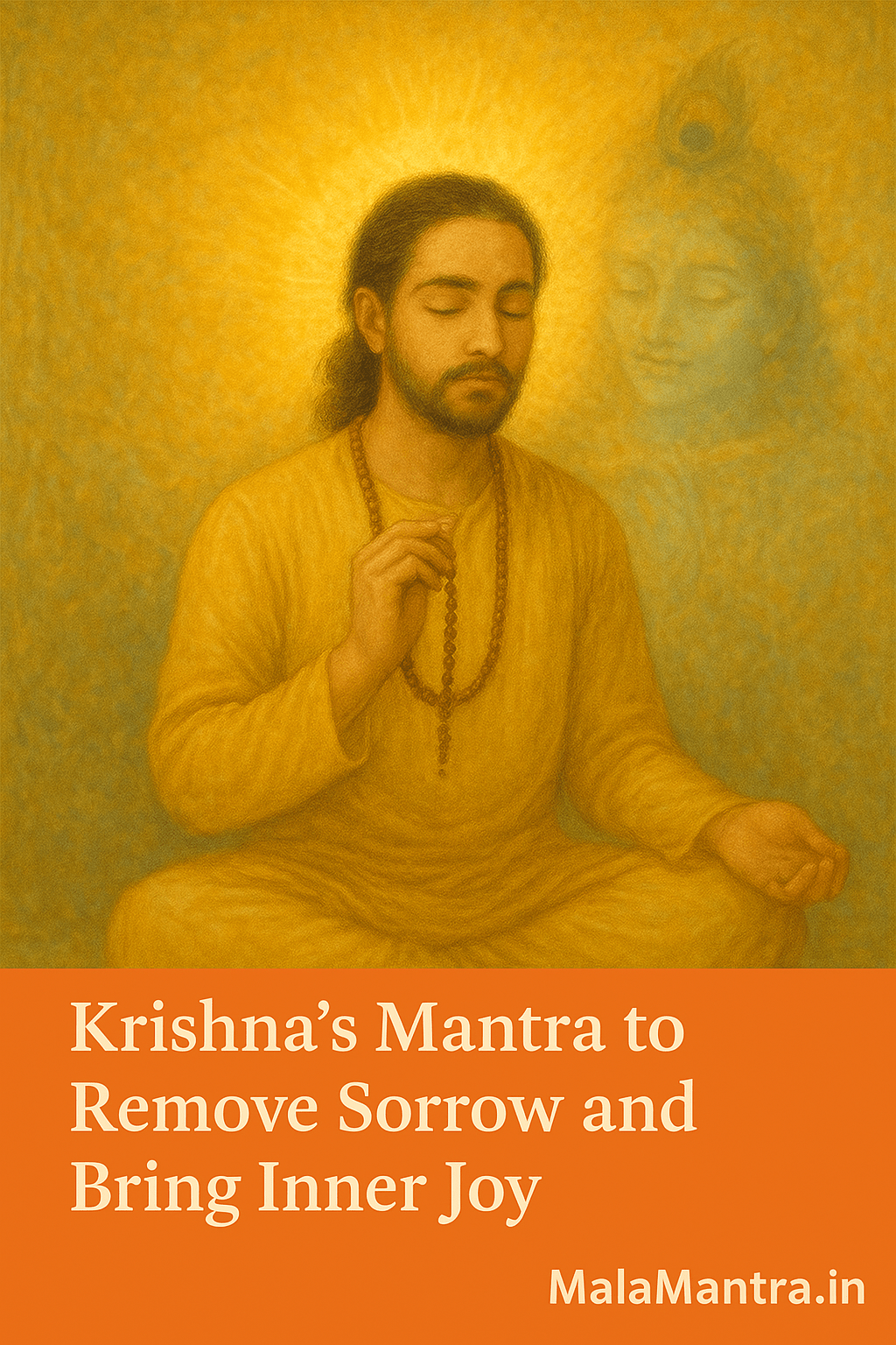 Krishna blessing devotees with glowing light symbolizing happiness and spiritual growth | MalaMantra.in