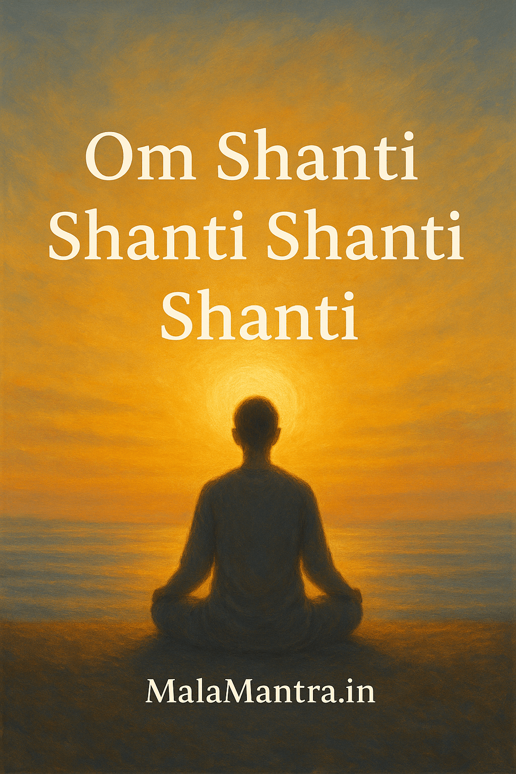 Person chanting Om Shanti mantra in meditation for inner peace and calmness.