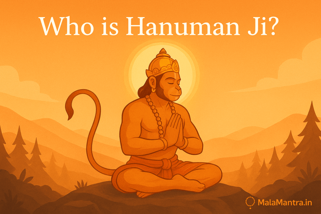 Who is Hanuman Ji?: Hanuman Ji in meditation, radiating spiritual energy – MalaMantra.in