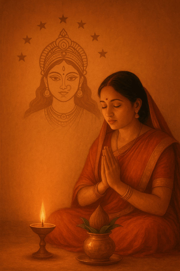 Ahoi Ashtami Puja at home – Mother worshipping Maa Ahoi for children’s long life