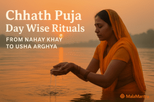 Devotees offering Sandhya Arghya during Chhath Puja at sunset.