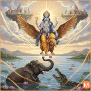 Lord Vishnu saving Gajendra from the crocodile – Gajendra Moksha Path Story