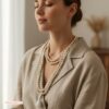 Premium Natural Wood Mala Necklace for Anxiety Relief and Focus