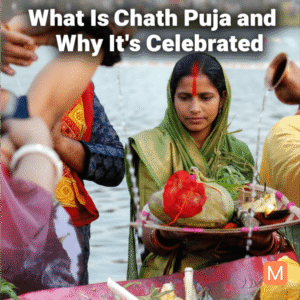 Devotees offering arghya to rising Sun during Chhath Puja with diyas and soops – What Is Chhath Puja and Why It’s Celebrated – MalaMantra.in