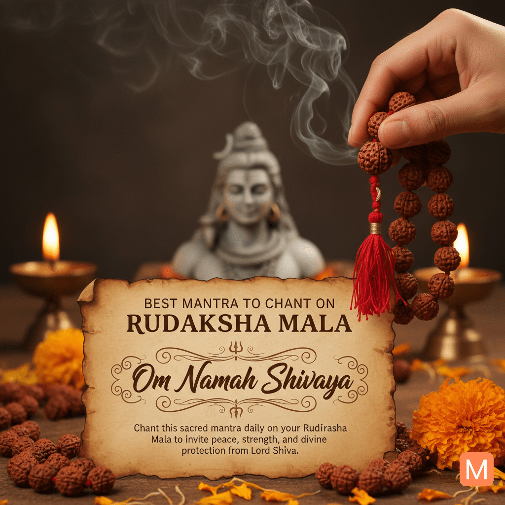 Best mantra to chant on Rudraksha Mala – Om Namah Shivaya for spiritual growth and blessings