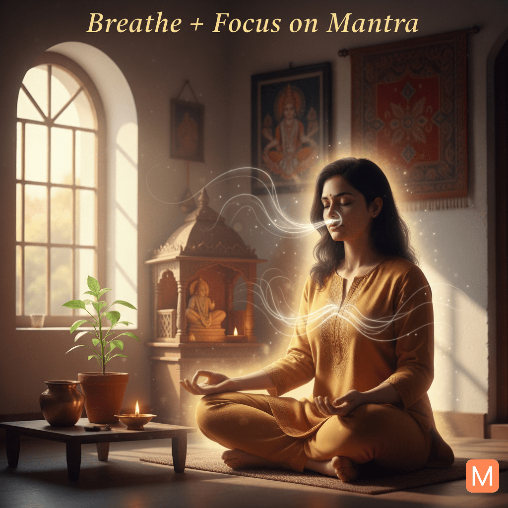 Breathing and focus techniques for daily mantra jaap