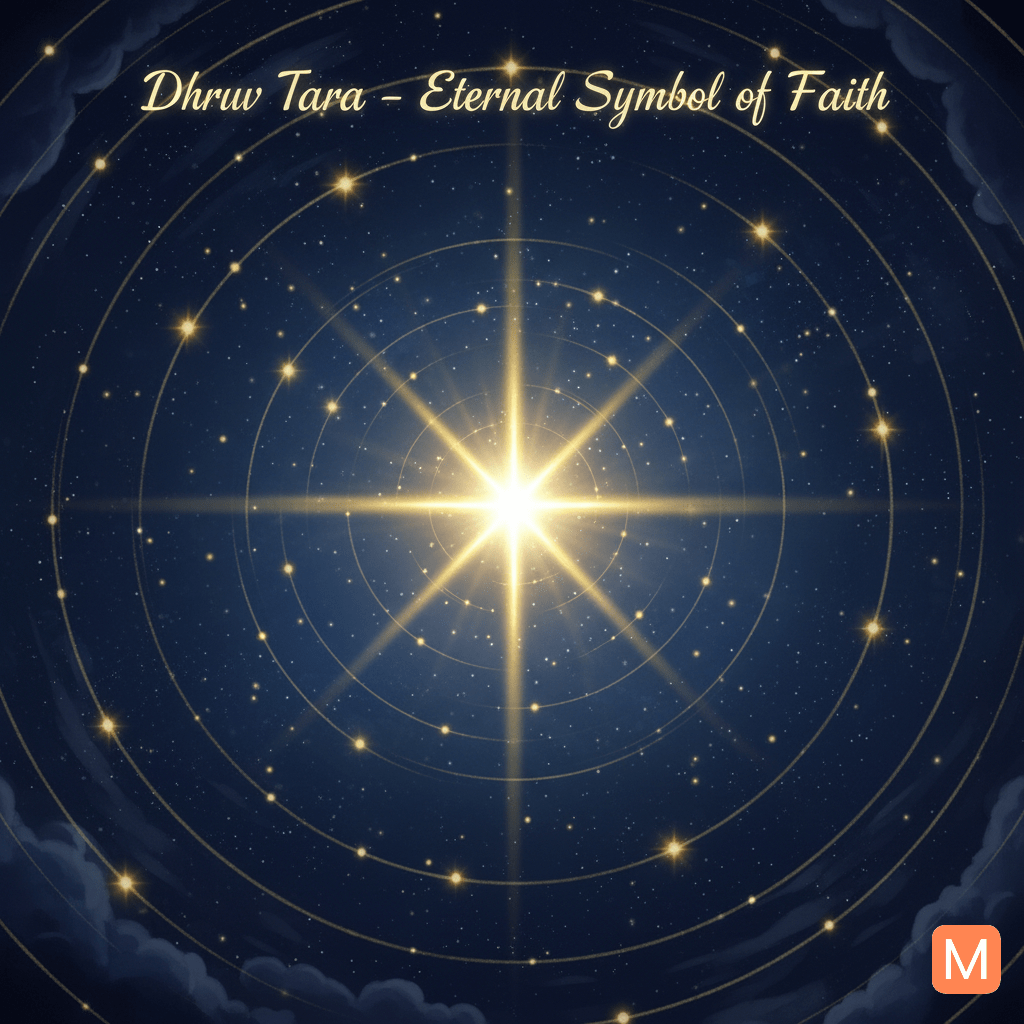 Dhruv Tara shining in the night sky, representing eternal devotion and guidance.