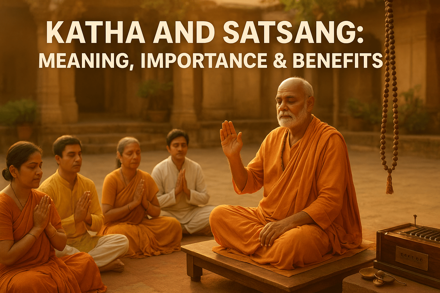 Swami Premanand Ji Maharaj narrating divine Katha to devotees during Satsang — Difference between Katha and Satsang explained