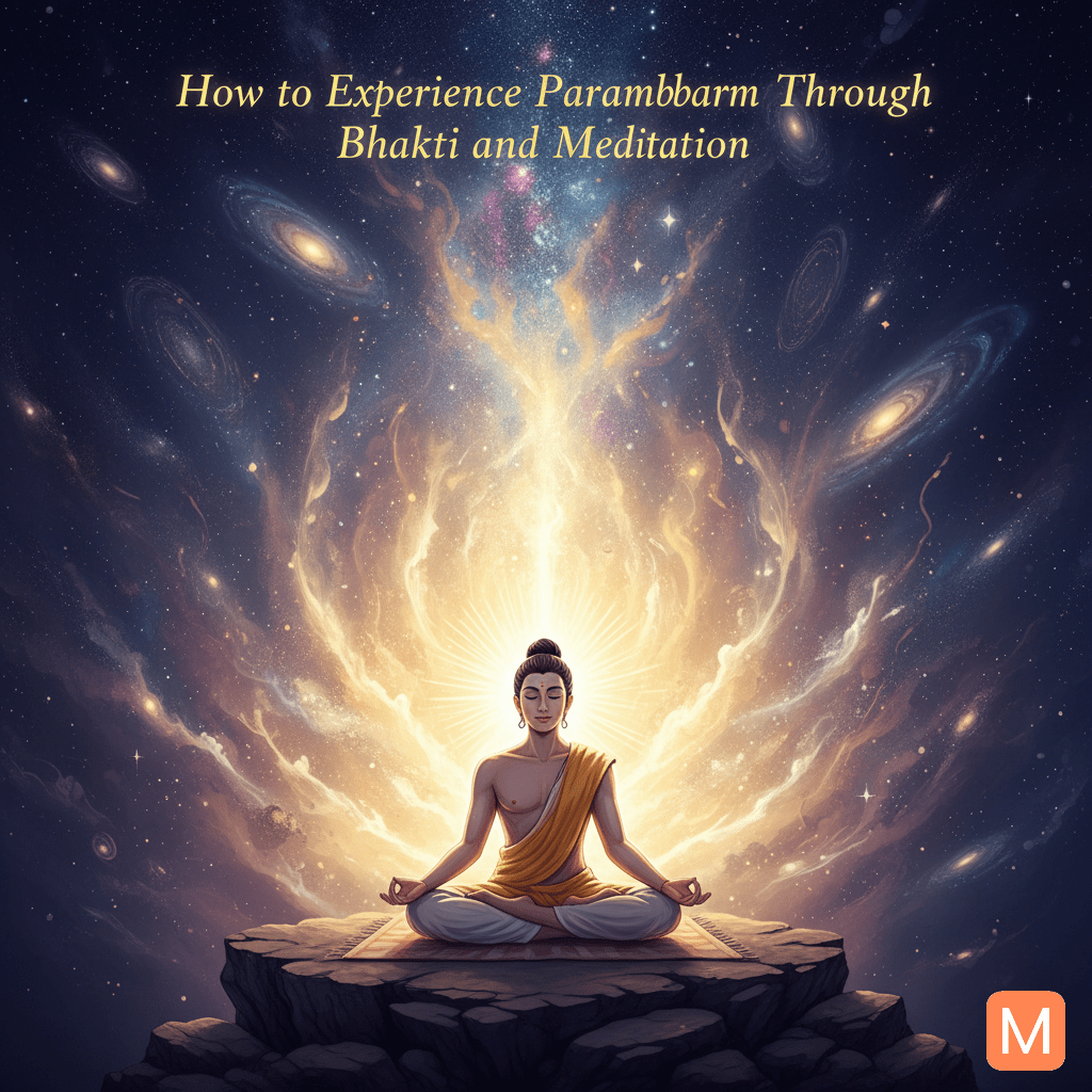 Meditating devotee realizing Parambrahm through Bhakti and Meditation