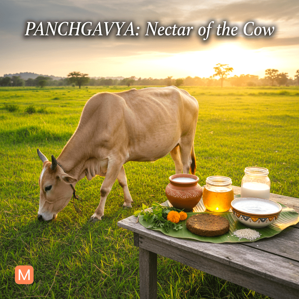Panchgavya products from cow used in Hindu worship and Ayurveda