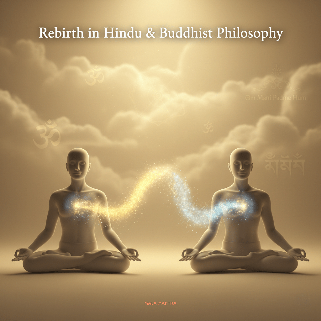 Rebirth in Hindu and Buddhist Philosophy – Consciousness Transition Symbolic Image