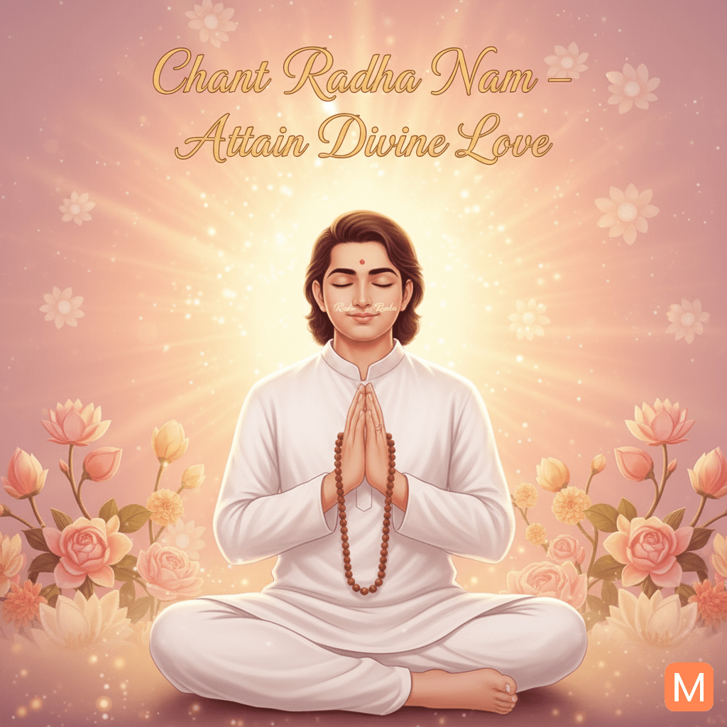Devotee chanting Radhe Radhe with Tulsi mala
