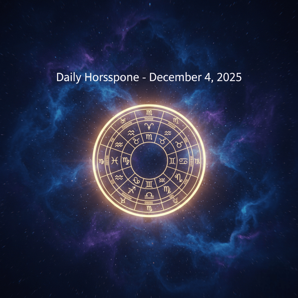 Daily Horoscope December 4 2025 zodiac wheel with cosmic background and spiritual golden glow