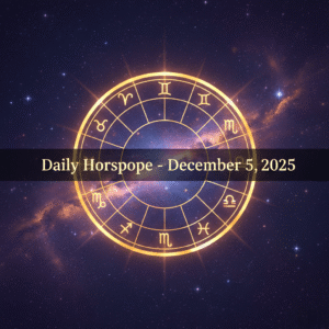 Daily Horoscope December 5 2025 featured zodiac wheel with cosmic background and spiritual glow