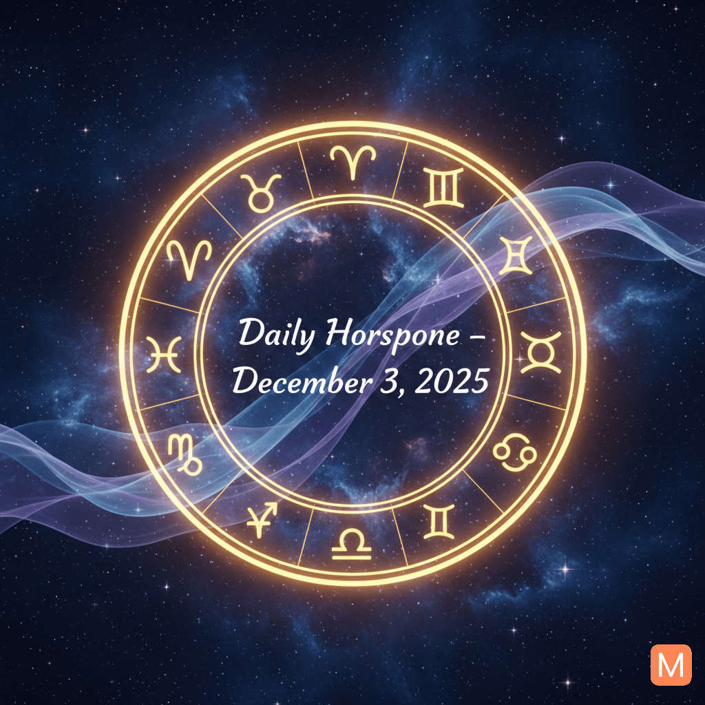 Daily Horoscope December 3 2025 zodiac wheel with cosmic background in golden spiritual light
