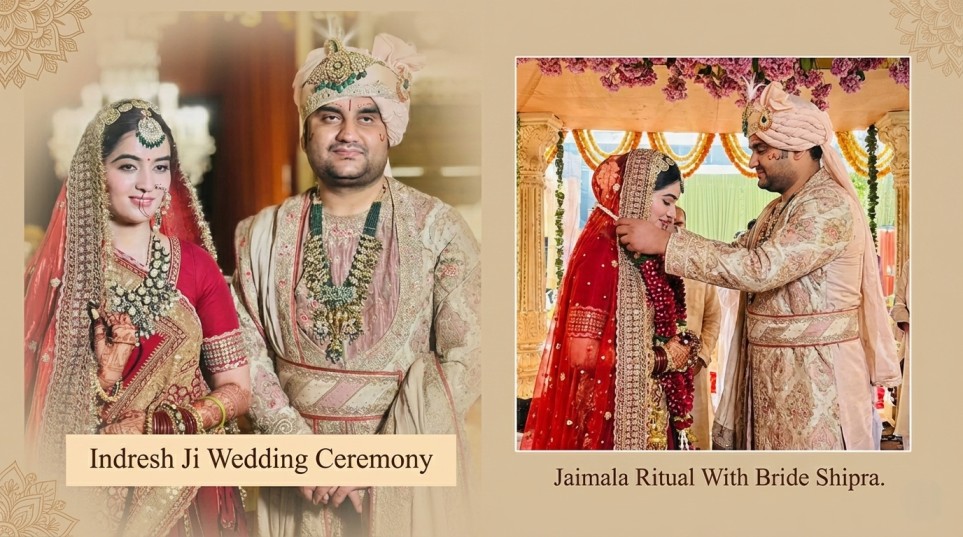 Indresh Ji wedding jaimala photo with Shipra