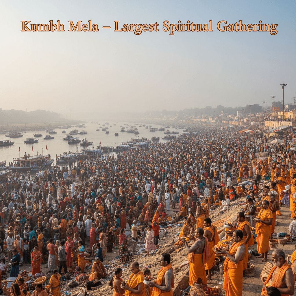 Crowds and rituals during Kumbh Mela at Triveni Sangam, Prayagraj