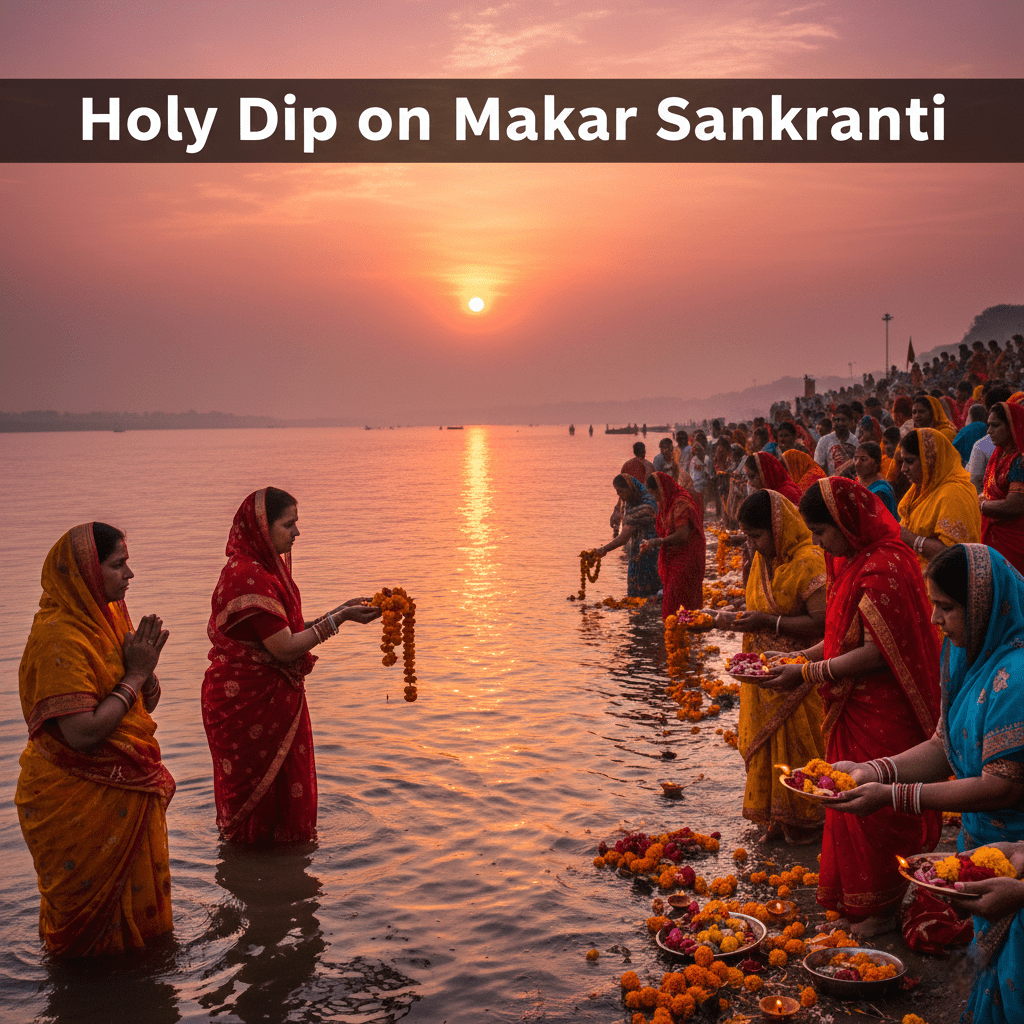 Devotees taking holy dip in Ganga at Gangasagar Mela 2026
