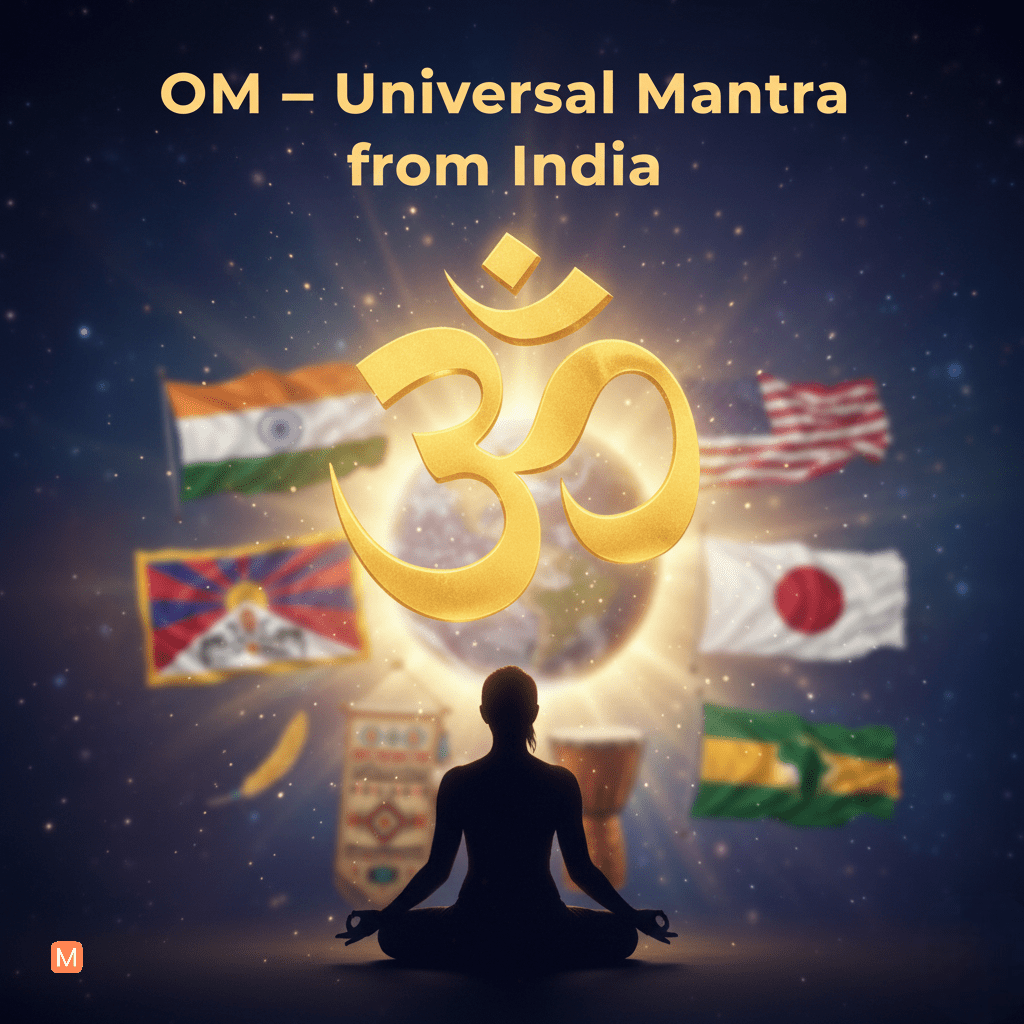 Om mantra from India with Indian flag background spiritual image
