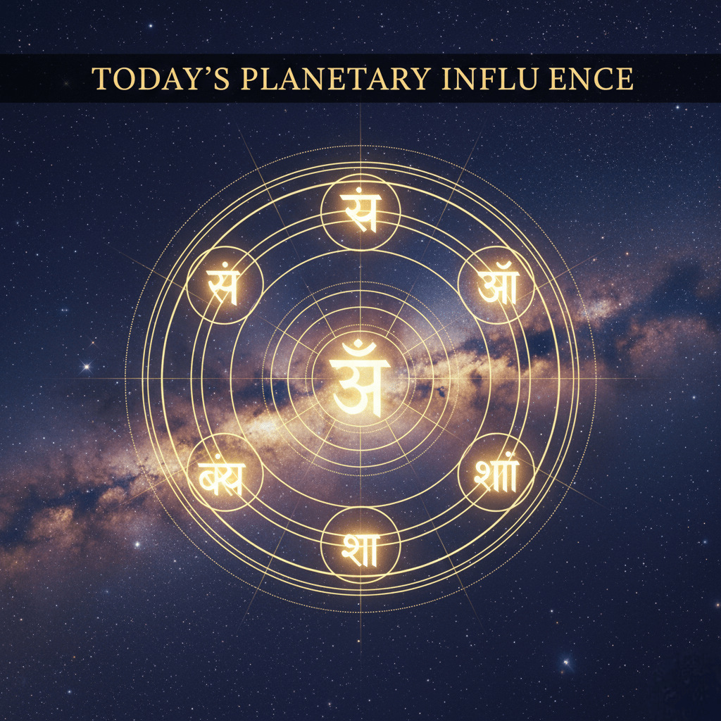 Planetary influence visual for Daily Horoscope December 5 2025 with Vedic planetary symbols