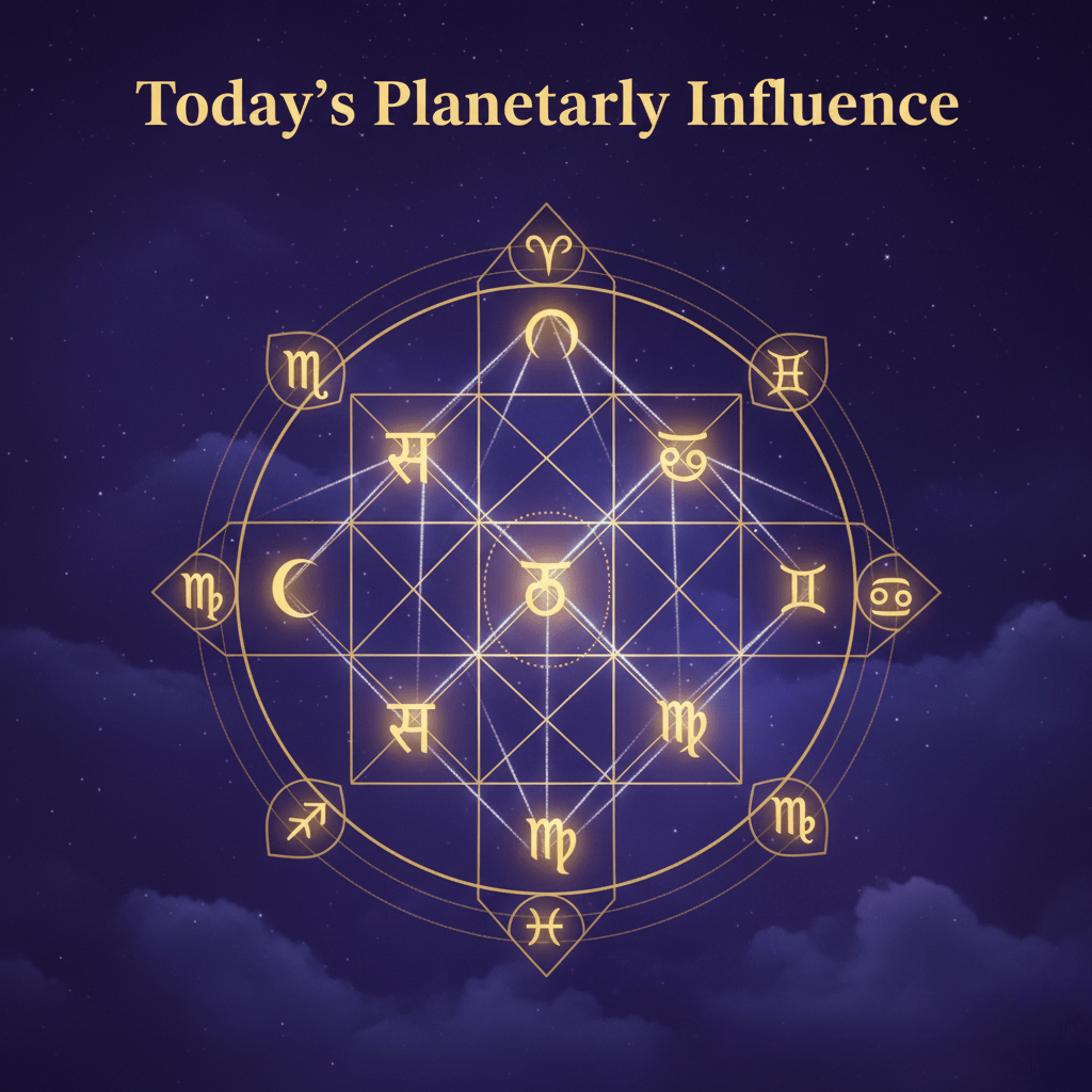 Today’s planetary influence visual for Daily Horoscope December 3 2025 with Vedic astrology planets and cosmic sky