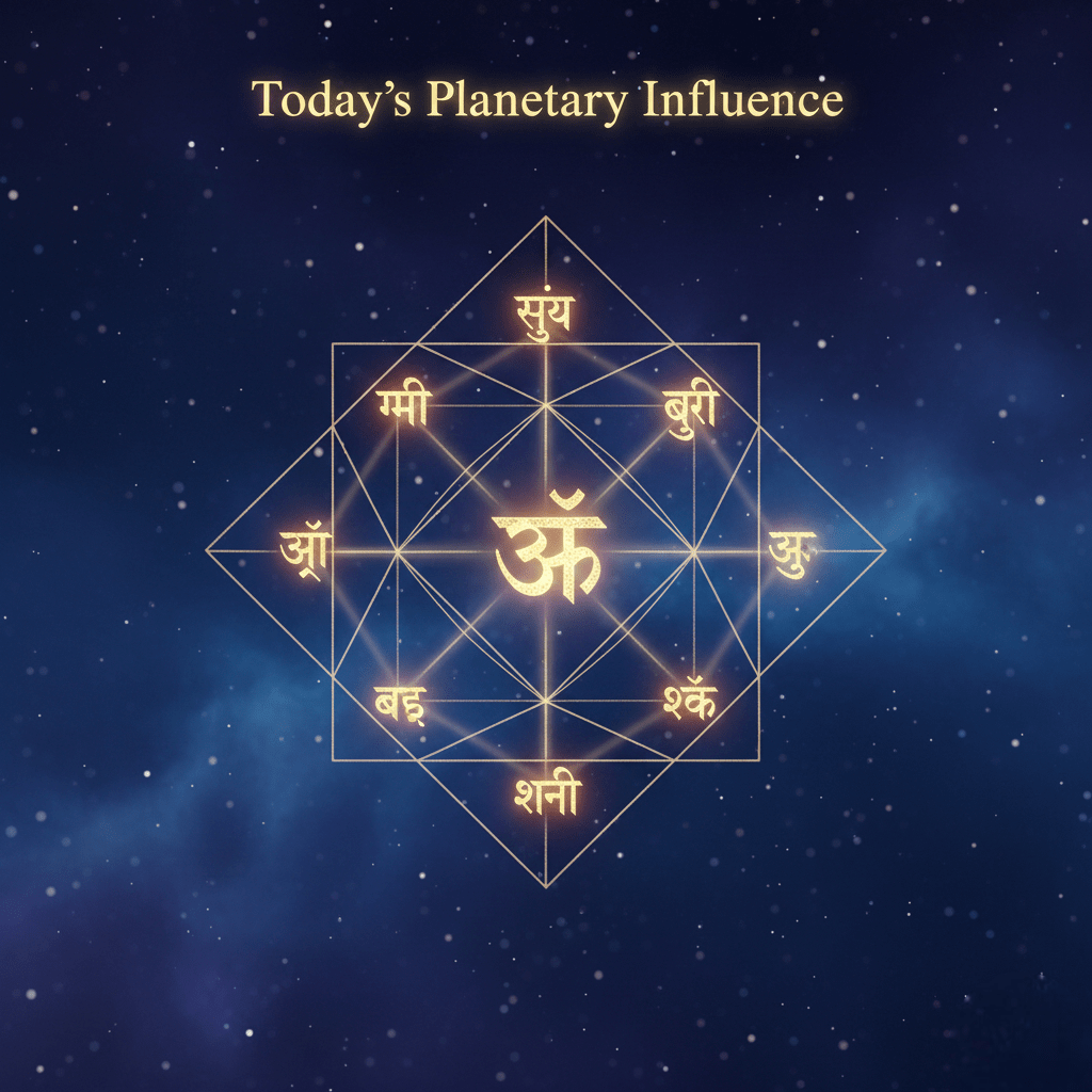 Vedic planetary influence visual for Daily Horoscope December 4 2025 with glowing planets and cosmic sky