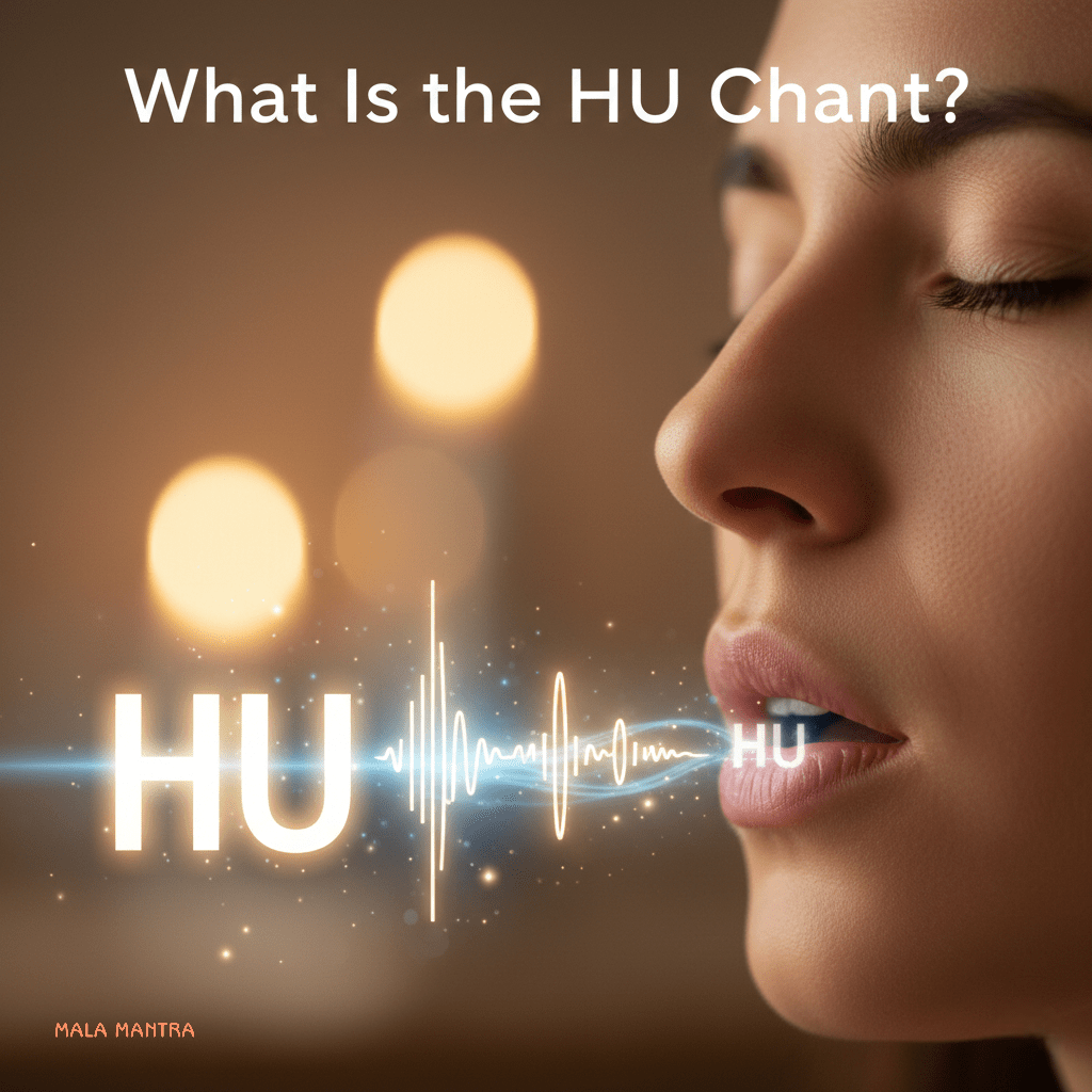 Realistic HU chant with sound waves and text ‘What Is the HU Chant?