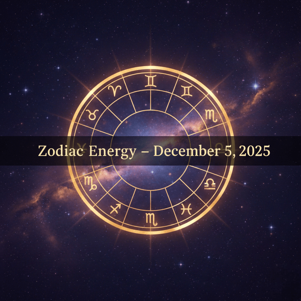 Zodiac energy chart for Daily Horoscope December 5 2025 with golden mandala