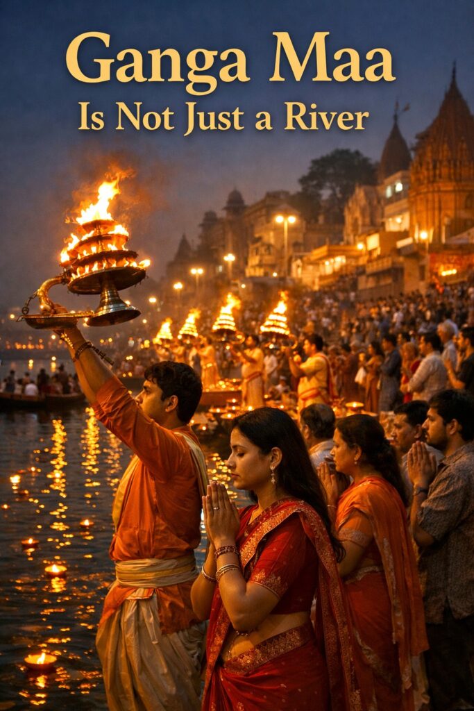Ganga Aarti at Varanasi highlighting spiritual importance of River Ganga in Hindu Dharma