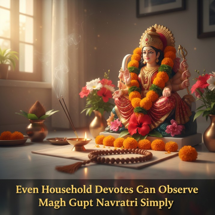 Simple Magh Gupt Navratri puja at home for household devotees