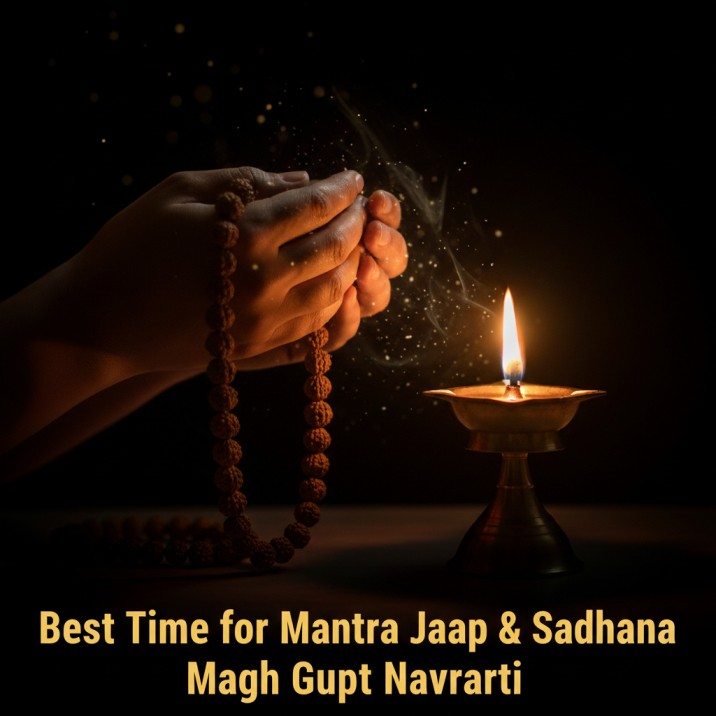 Mantra jaap during Magh Gupt Navratri using Rudraksha mala at night