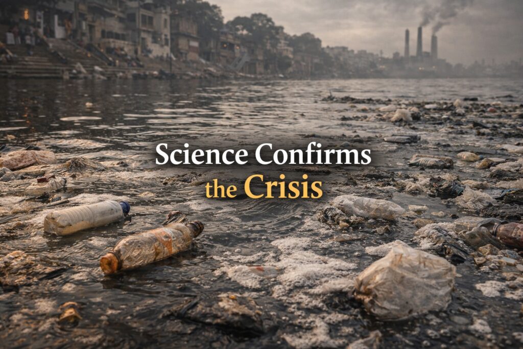 River Ganga pollution caused by sewage, plastic waste and industrial contamination