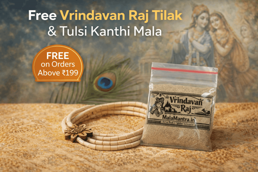 Free Vrindavan Raj Tilak and Tulsi Kanthi Mala on orders above 199 from MalaMantra