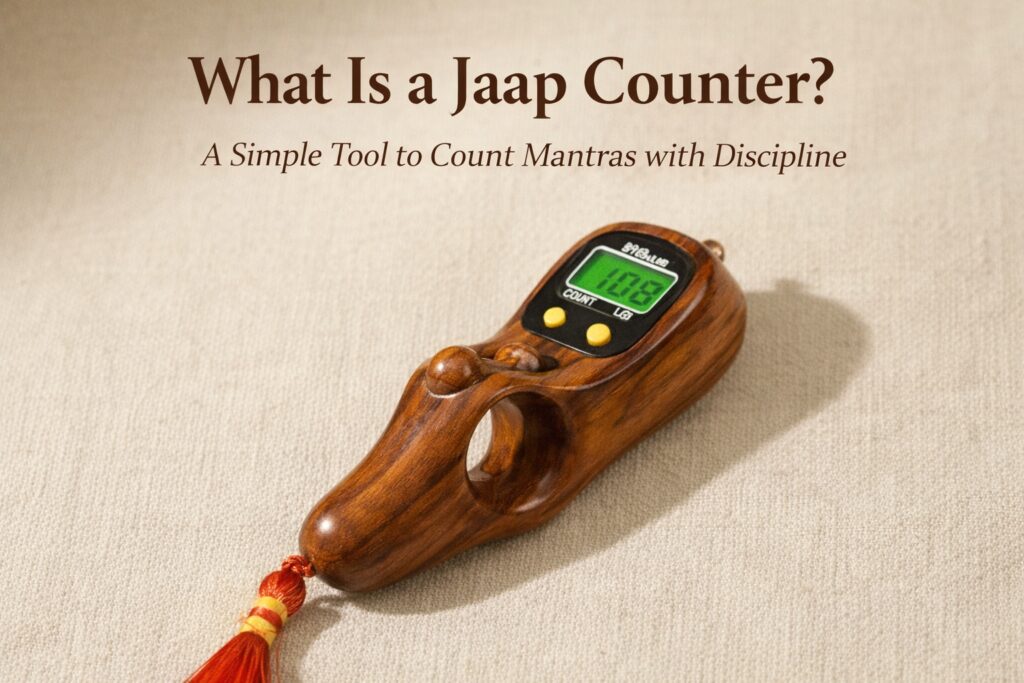 Wooden digital jaap counter used for counting mantra chanting accurately