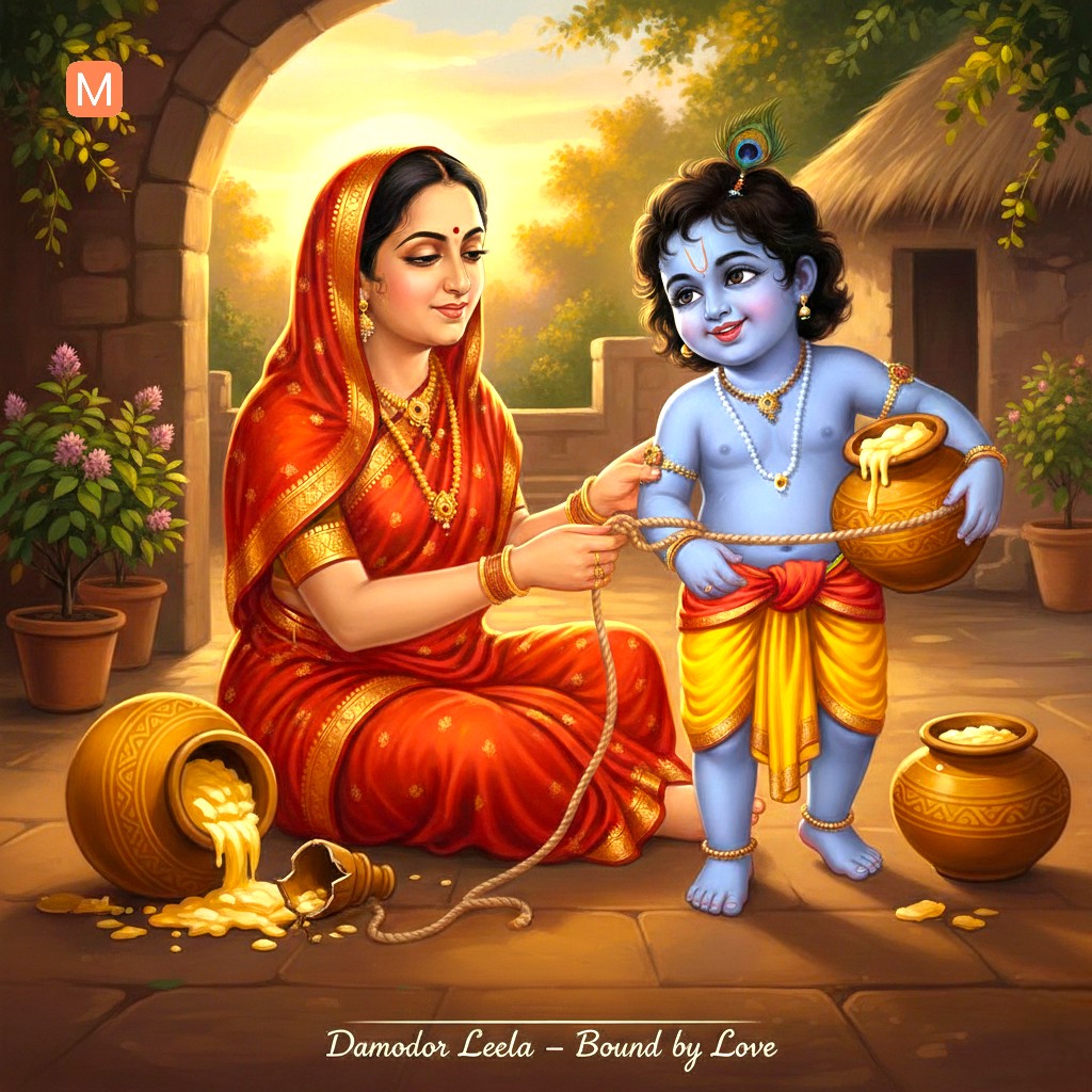 Damodar Leela Yashoda Jayanti Krishna tied with rope