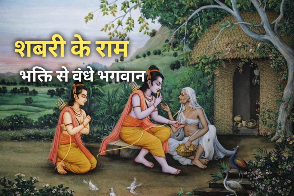 Mata Shabari offering fruits to Lord Ram symbolizing pure devotion in Ramayana