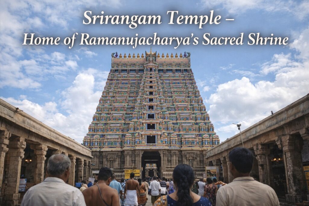 Sri Ranganathaswamy Temple gopuram entrance in Srirangam Tamil Nadu