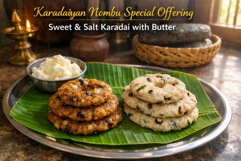Tamil women performing Karadaiyan Nombu ritual with Nombu Saradu thread