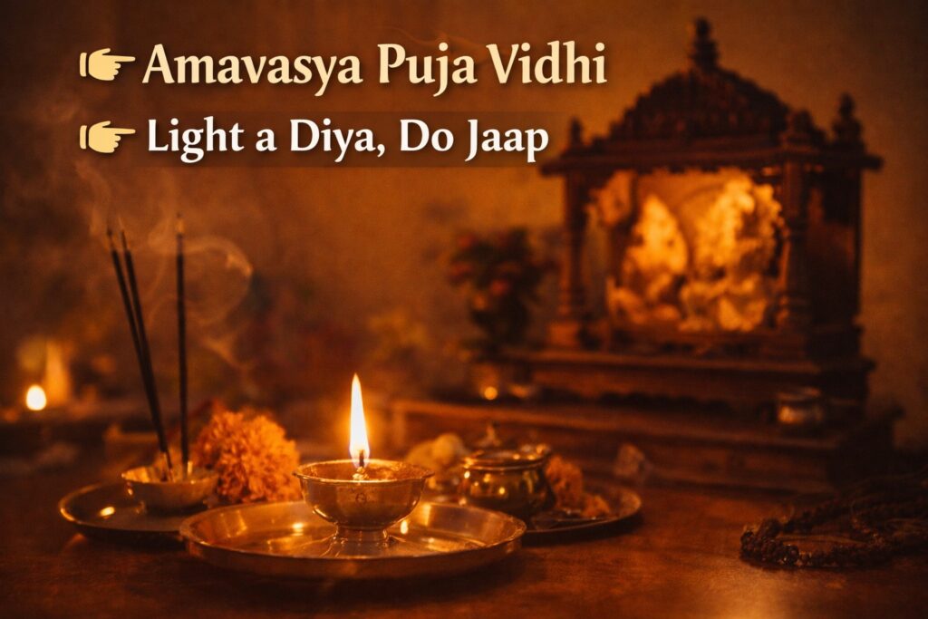 Amavasya puja diya and spiritual ritual setup