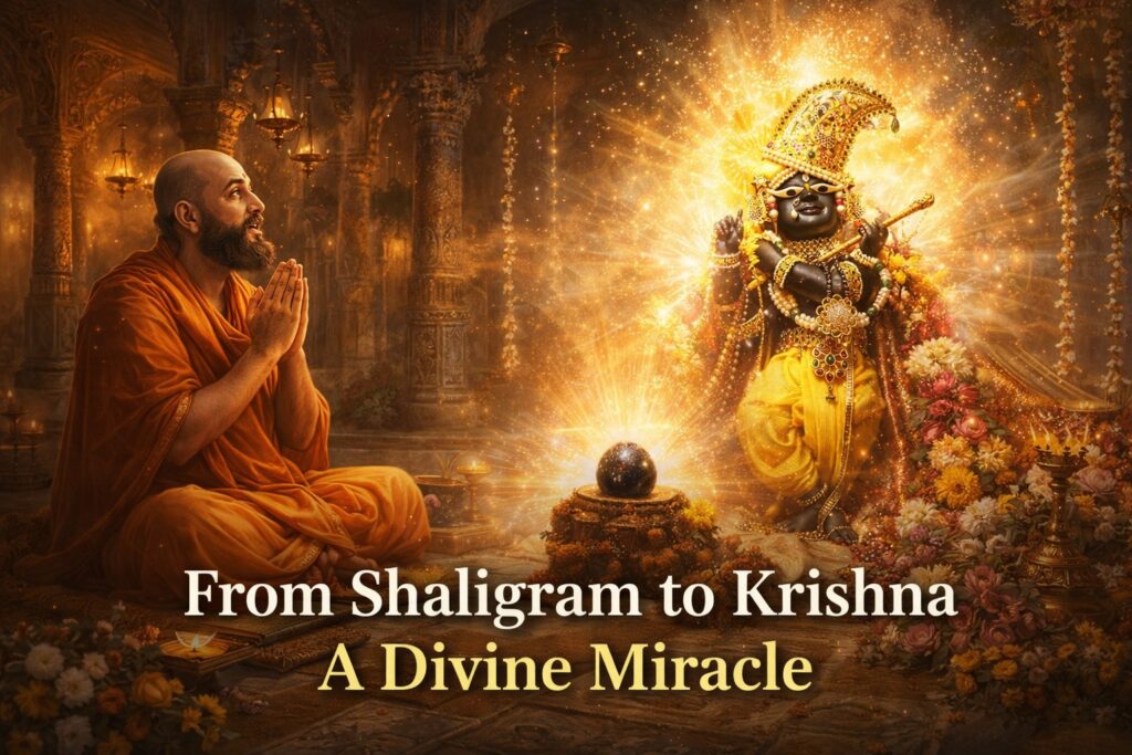 Radha Raman appearance miracle from Shaligram with Gopala Bhatta Goswami