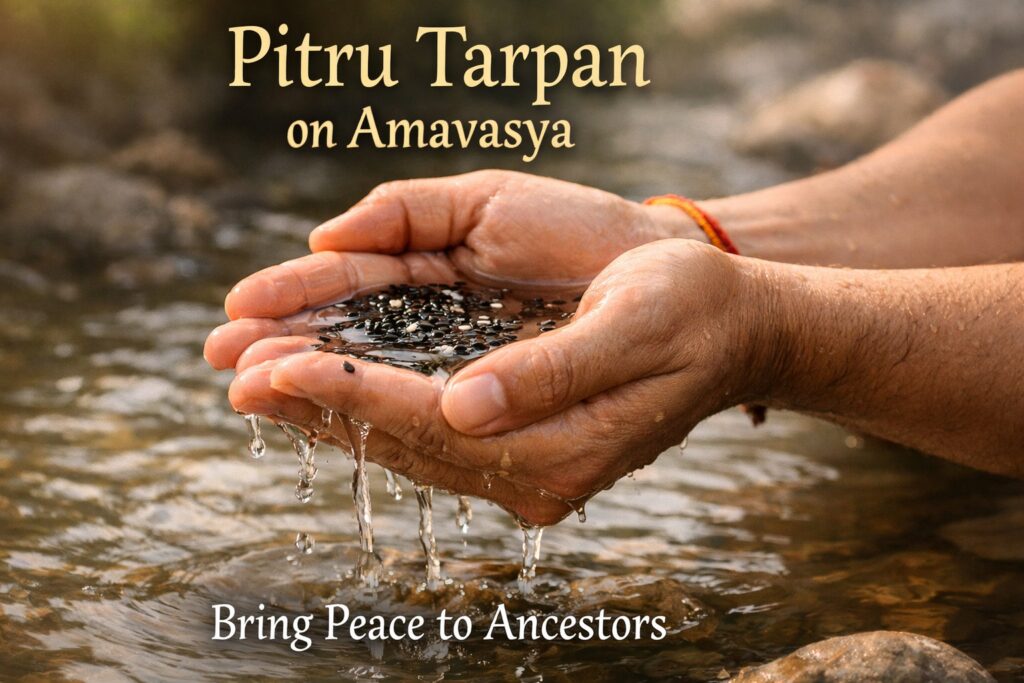 Pitru tarpan ritual on Amavasya with water and til