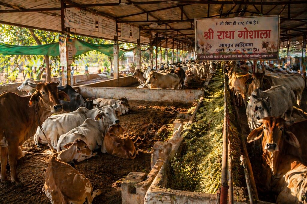 Indian gaushala cows shelter cow protection campaign gau samman diwas