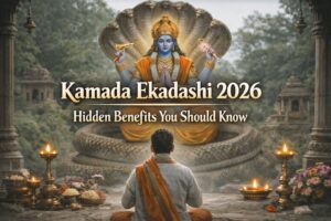 Kamada Ekadashi 2026 featured image with Lord Vishnu and hidden benefits text