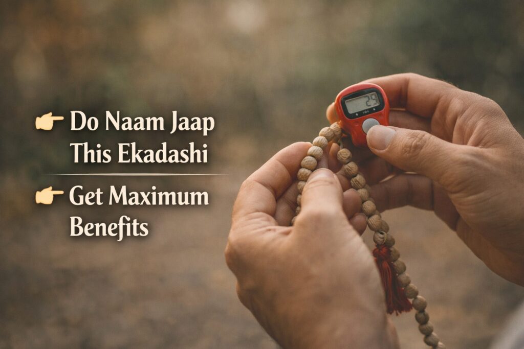 Naam jaap with tulsi mala and counter on Kamada Ekadashi for spiritual benefits