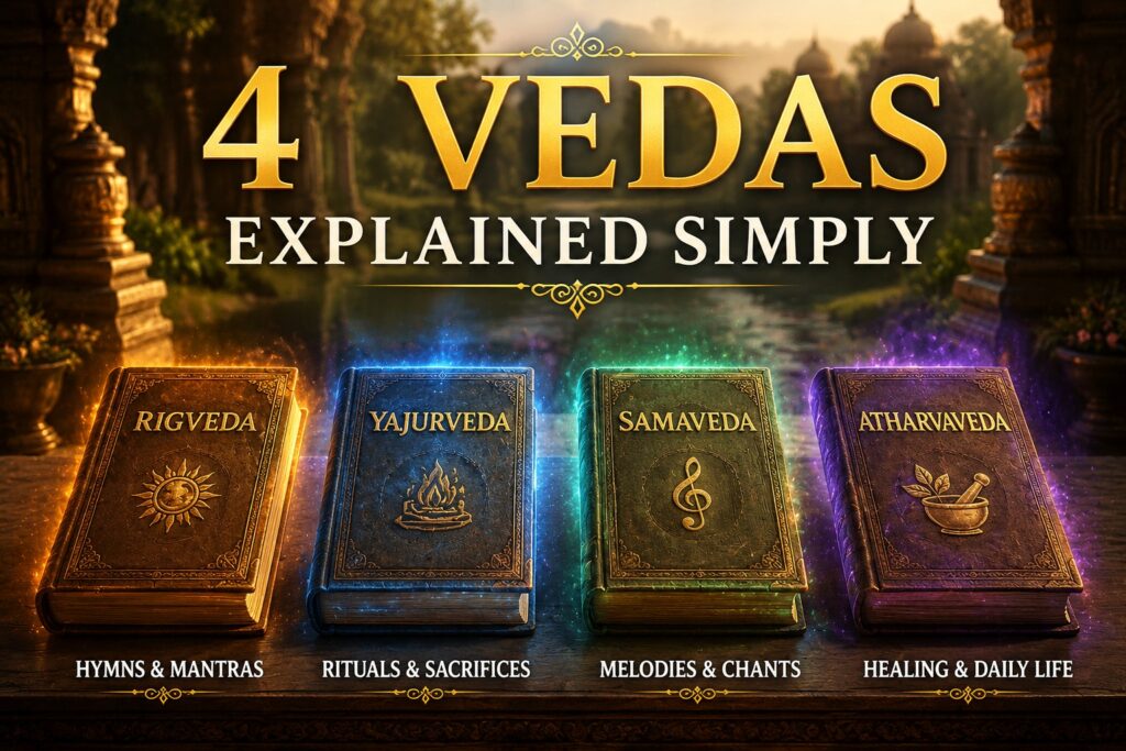 Four Vedas Rigveda Yajurveda Samaveda Atharvaveda