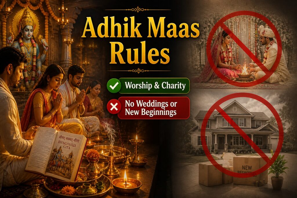 Adhik Maas rules showing worship practices and restrictions like no marriage or new beginnings