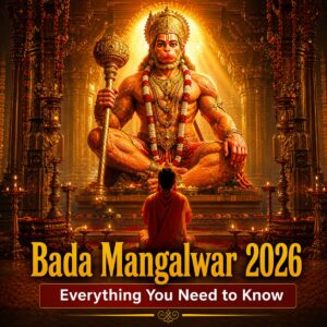 Bada Mangalwar 2026 featured image with Lord Hanuman temple divine scene and devotees praying