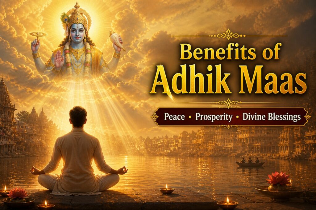 Person meditating with divine blessings symbolizing spiritual benefits of Adhik Maas